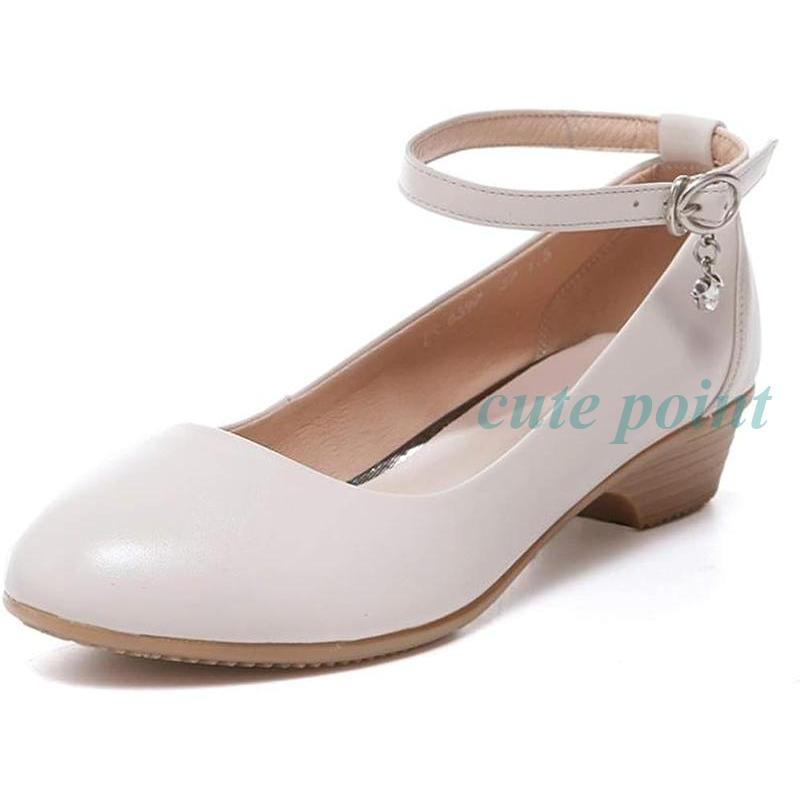 ローヒール パンプス 本革 レザー 歩きやすい シンプル アンクルストラップ 走れる レディースパンプス ラウンド トゥ 疲れない 女性用(4)