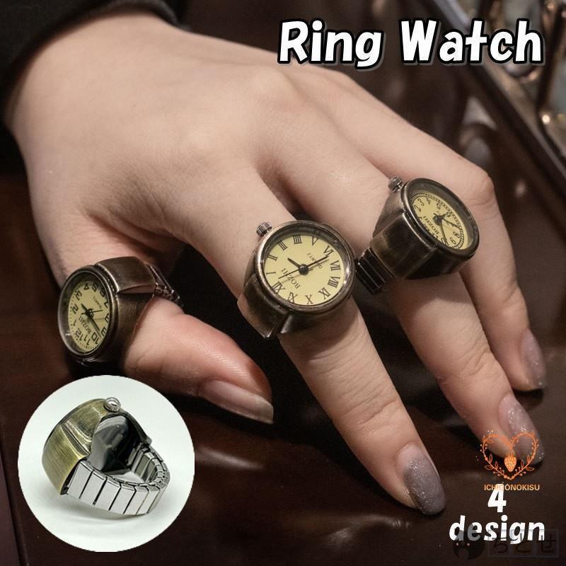 リングウォッチ 指輪時計 ユニセックス 男女兼用 メンズ 男性 レディース 女性 時計 ファッション小物 ラウンド アナログ ローマ字 アンティーク調