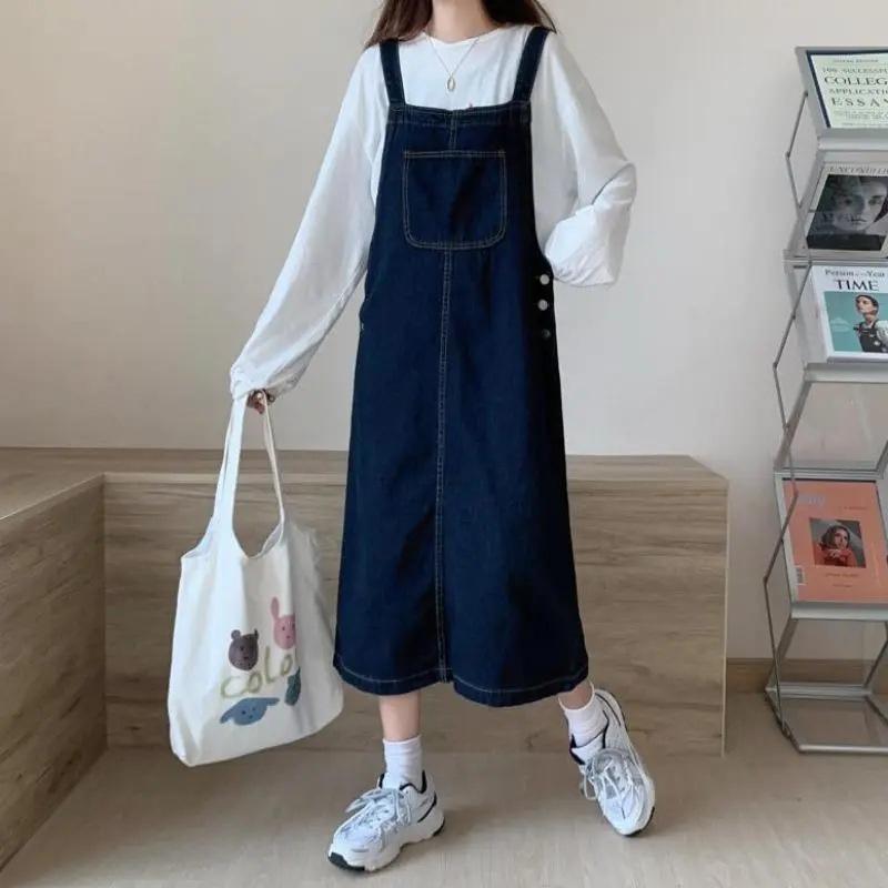 Rakuten - ワンピース ジャンパースカート デニムジャンスカワンピース レディース オールインワン ロングデニムジャンパースカートサロペット