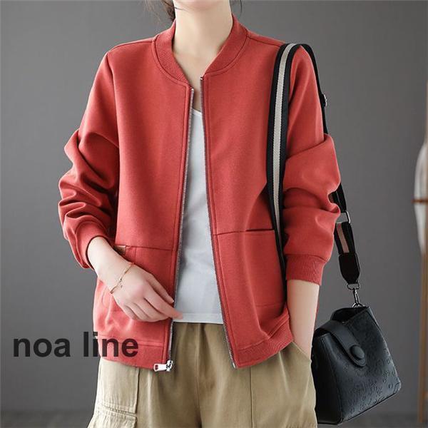 ブルゾン 長袖 ライトアウター レディース 無地 スウェット アウター ショート丈 春 秋 大きいサイズ 2..