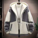 ボア メンズ フリース ボアアウター パーカー 裏起毛 ジャンパー フード付き もこもこ 防寒 厚手 暖かい ゆったり 通学 通勤