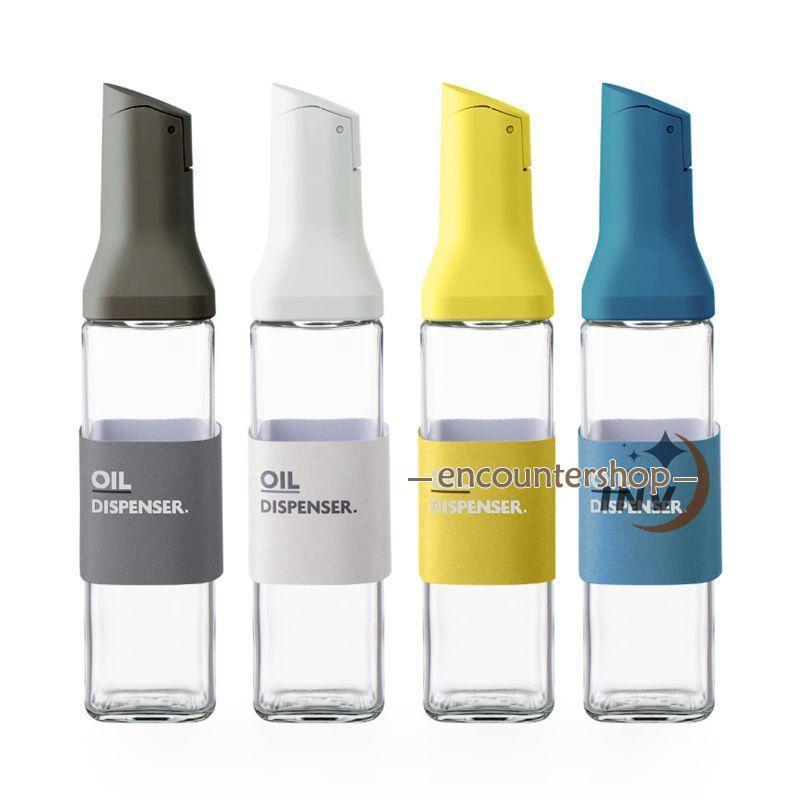 オイルボトル 4本セット ガラス 液だれしない 500ml 醤油差し 見せる収納 スタイリッシュ 片手 ガラス ..