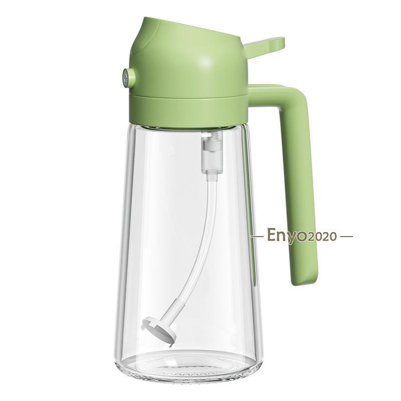 オイルスプレーボトル 2in1 ガラス 2WAY 霧吹き 注ぐ 470ml 透明 加圧式 多機能 食卓用 家庭用 調理用 ..