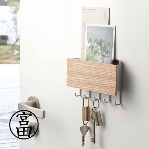 キーハンガー キーフック 玄関 壁掛け 木目 シンプル フック付き 5連 鍵かけ 鍵収納 玄関収納 壁掛けキ..