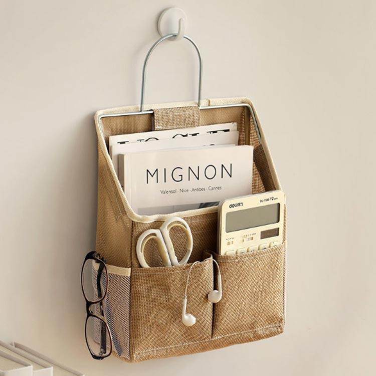 ポケット ポケット 綿麻生地 壁掛け収納 壁面装飾 収納ラック ウォールポケット 紙 壁飾り レター 吊り下げ収納 クローゼット ベッドサイド 収納