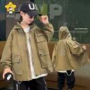 マウンテンパーカー キッズ ウィンドブレーカー 子供服 男の子 アウター フード付き ジャケット スタジャン ジップアップ 防寒 防風 防水 おしゃれ