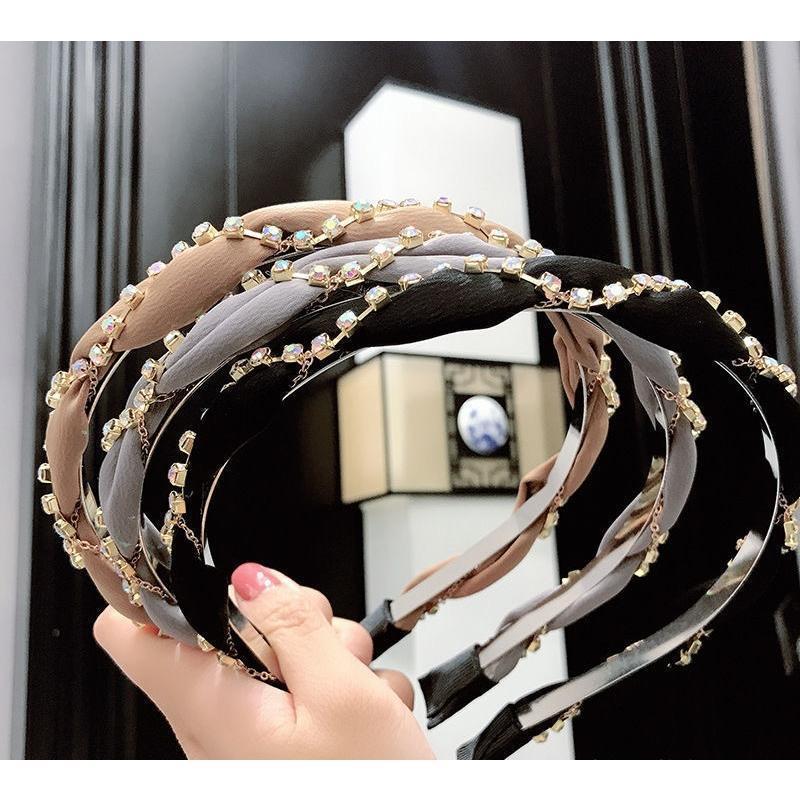 カチューシャ レディース 女性用 ヘアアクセサリー 髪飾り 細め ラインストーン チェーン ヘアアレンジ お洒落 可愛い ガーリー ファッション小物 - 2