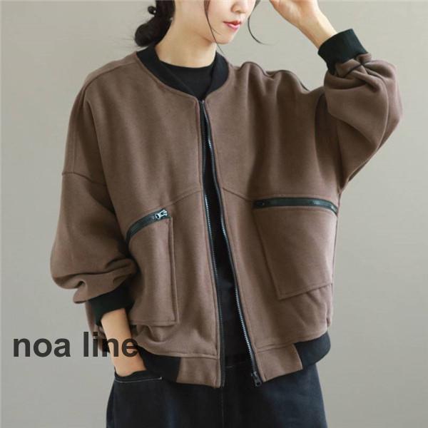 ブルゾン 長袖 ライトアウター レディース 無地 スウェット アウター ショート丈 春 秋 大きいサイズ 2..