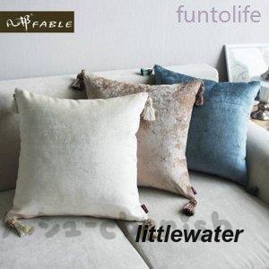 クッションカバー45×45cmベロアタッセルモノトーンガーリーボリューミーインスタ映えリビングインテリアガーリーおしゃれかわいい雑貨 卒業式(4)