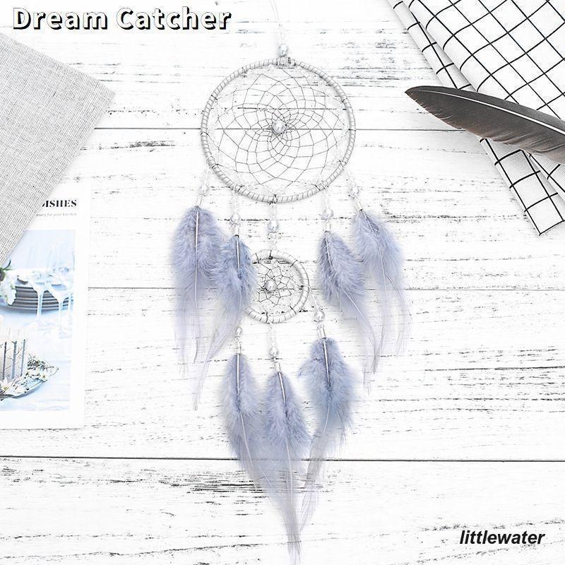 ドリームキャッチャー ウォールインテリア 魔除け お守り 2連 フェイクフェザー ウォールデコレーション アジアン雑貨 インテリア雑貨 インテリア 飾