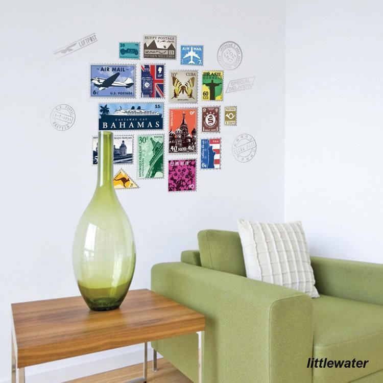 ウォールステッカー 壁ステッカー ステッカー インテリア雑貨 雑貨 デコレーション 装飾 切手 郵便 ト..