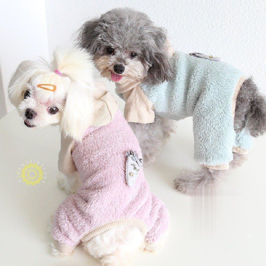 犬の服 犬服 ロンパース ペット用品 つなぎ オーバーオール ドッグウェア あったか 裏起毛 ペットウェ..