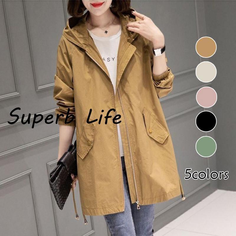 モッズコート ミリタリー レディース 春ライトアウター ロングコート フード付き トレンチコート スプリングコート ブルゾン 秋服 30代 40代 50代