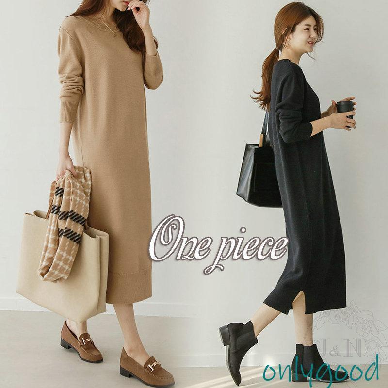 ワンピース 秋服 春 ニット ロング丈 セーター レディース 長袖 カジュアル Aライン キレイめ ミディ丈 森ガール おしゃれ 着痩せ 通勤 OL オフィス お洒落