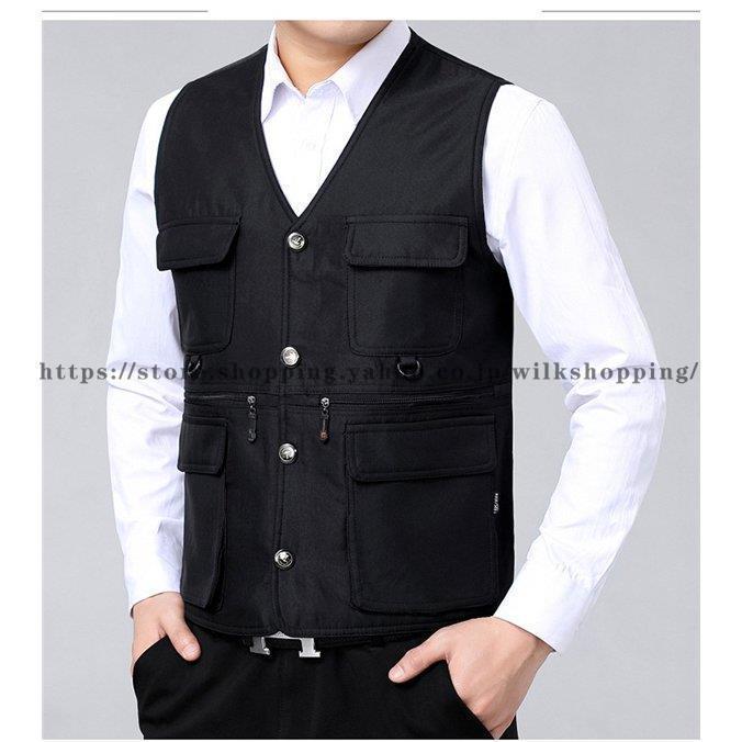 ベスト メンズ ポケット多い 多機能ベスト 作業服 チョッキ フォーマル トップス Vネック 収納 旅行 遠..