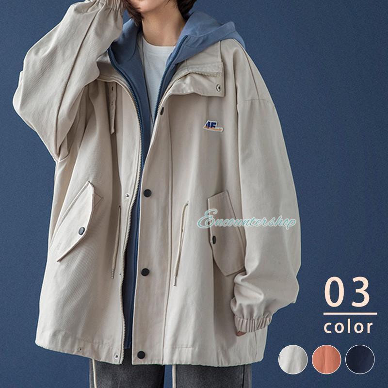 マウンテンパーカー ブルゾン レディース 羽織り フェイクレイヤード ジャケット 長袖 アウター 切り替..