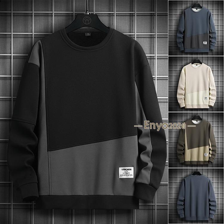 トレーナー メンズ きれいめ 秋物トレーナー 秋服 トップス クルーネック 切り替え 裏起毛 10代 20代 30代[素材]100%ポリエステル[原産国] 中国