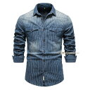 シャツ メンズ デニムシャツ 長袖シャツ メンズシャツ メンズ 柄シャツ ミリタリーシャツ メンズ ウォッシュ加工 ヴィンテージ カジュア 秋服 メンズ