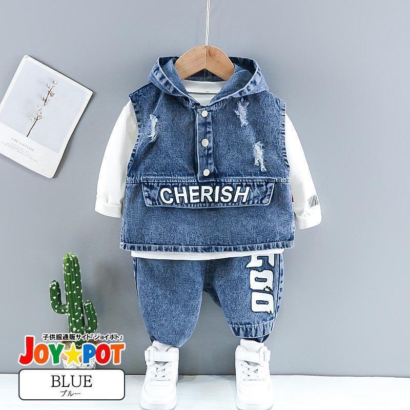 ベビー服 セットアップ 男の子 子供服 デニム ジャケット 長袖 女の子 秋 春 80 90 100 110 2