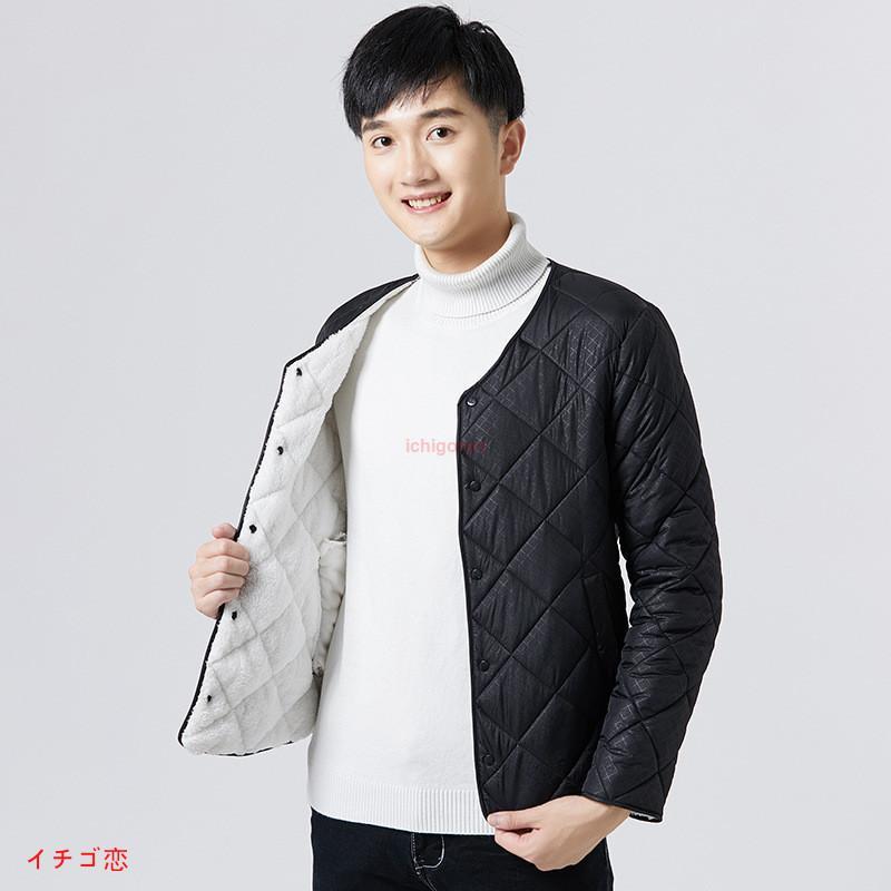 ジャケット インナーダウン 中綿 ブルゾン メンズ 秋 冬 秋服 冬服 ノーカラー 暖かい ボア 軽量 暖かい 長袖