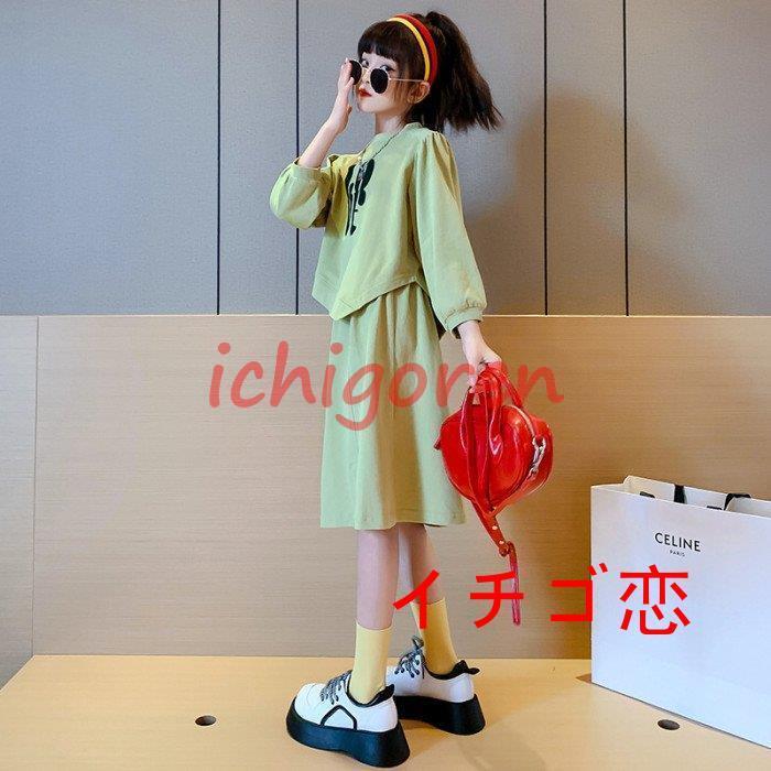 韓国子供服 女の子 秋服 オシャレ ガールズ 2点セット 誕生日 お食事会 キッズ セットアップ 長袖 スウェット+スカート 上下セット 可愛い 姉妹 お出かけ 通学着 3