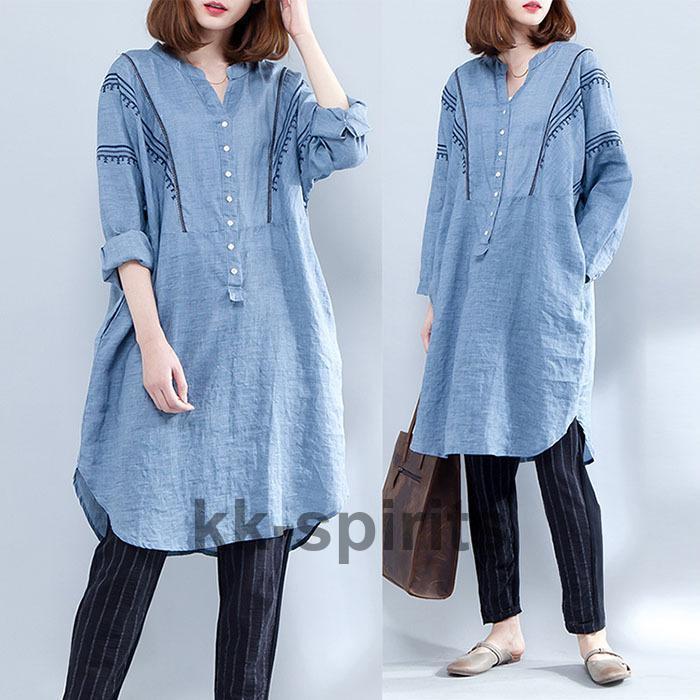 チュニックシャツ シャツ レディース チュニック刺繍 刺繍シャツ 長袖 夏服 春服 秋服 ミセス 大人可愛い 30代 40代 大人 可愛い