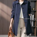 トレンチコート レディース 40代 ミディアム丈ジャケット ステンカラースプリングコート 春コート 長袖アウター 秋服 カジュアル韓国風 通勤バーカー 30代 50代