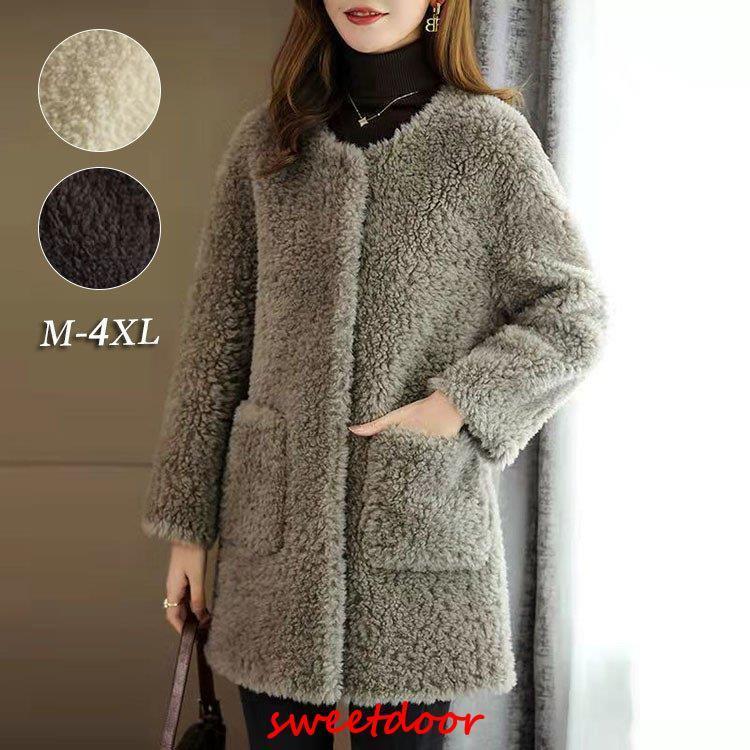 アウター コート レディース 秋 冬 羽織り 無地 ボア ノーカラー おしゃれ ゆったり カジュアル 前開き 防寒 風 あったか ボア 20代 30代 40代 ...