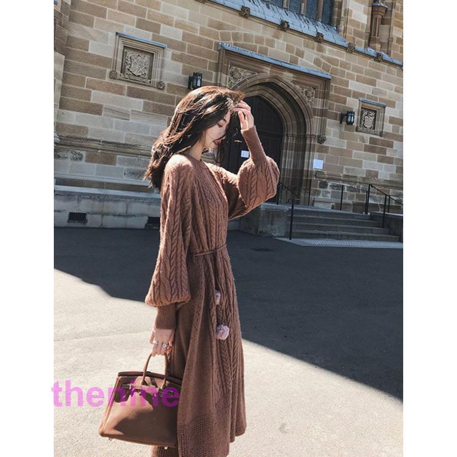 ニットワンピース ニットワンピ 超ロング丈 S M L ケーブル柄ロング丈ニットワンピース 20代 30代 40代 50代 レディース ミセス ファッション 春 秋 秋服 冬