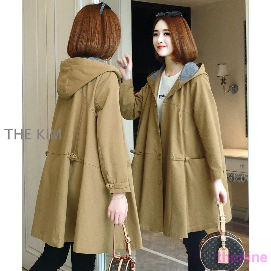 トレンチコート レディース 40代 ロング丈ジャケット スプリングコート 春コート ライトアウター 秋服 韓国風 バーカー 30代 40代 50代