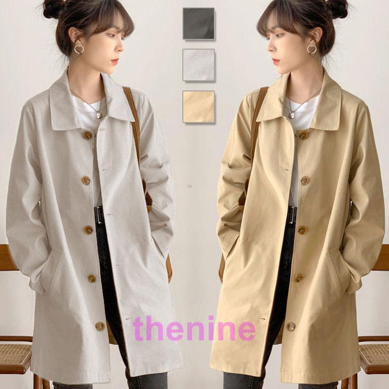 トレンチコート レディース 40代 ミディアム丈ジャケットカーキ スプリングコート 春コート 長袖アウター 秋服 カジュアル韓国風 バーカー 30代 50代 大きい