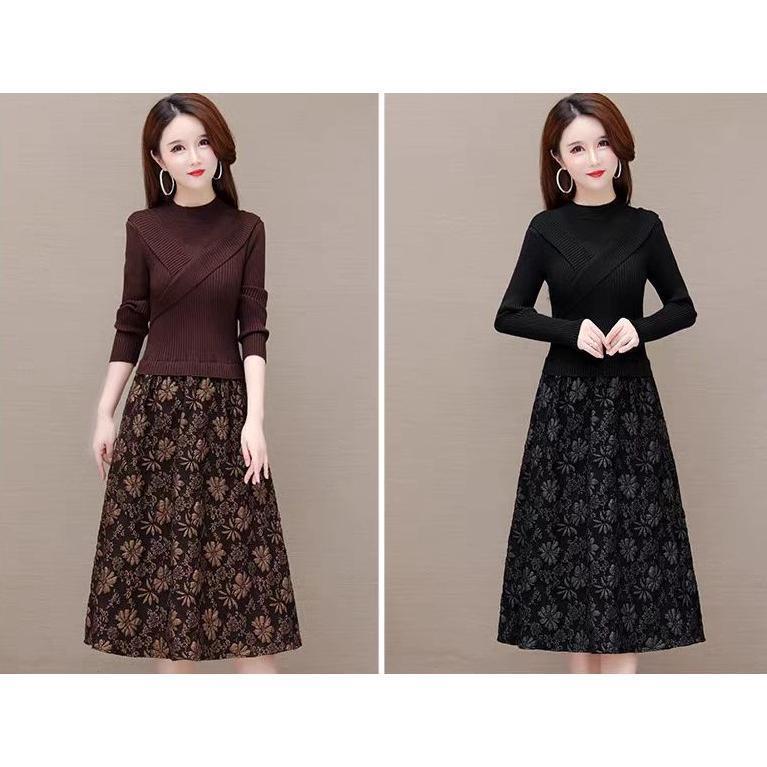 ワンピース レディース 40代 秋冬 長袖 きれいめ 上品 ニットワンピース ロング丈 セーター マキシ 大きいサイズ パーティードレス 韓国風 おしゃれ 通勤 着痩せ