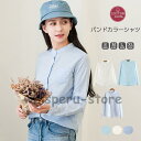 ブラウス 秋 秋服 レディース トップス シャツ ブラウス 長袖 バンドカラー 大きいサイズ 無地 ストライプ柄 コットン100%