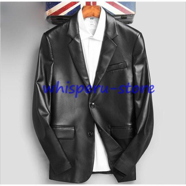 本革 レザー テーラードジャケット メンズ ブレザー スーツ スタイリッシュ 通勤 ビジネス スリム ムートン カジュアル シンプル