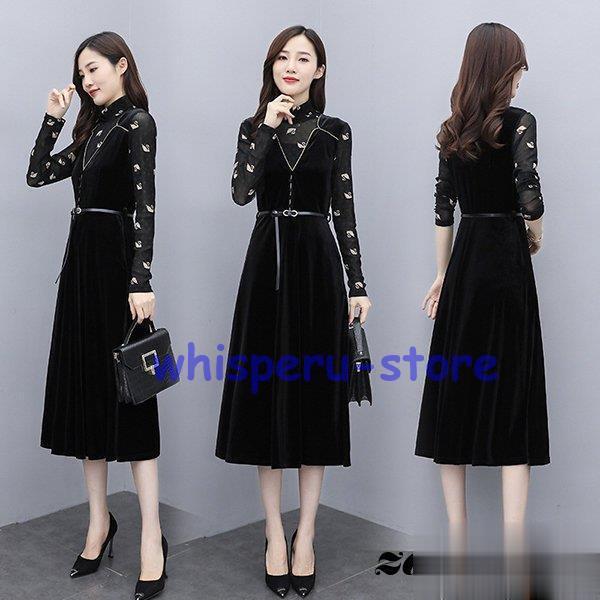 ワンピース レディース 秋 冬 40代 50代 きれいめ 長袖 マキシワンピース ロングワンピース 上品 大き..