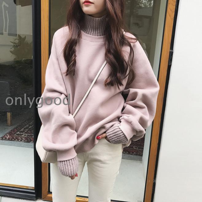 トレーナー ハイネック トップス カットソー 長袖 レディース カジュアル 秋服 冬服 厚手 体型カバー ..