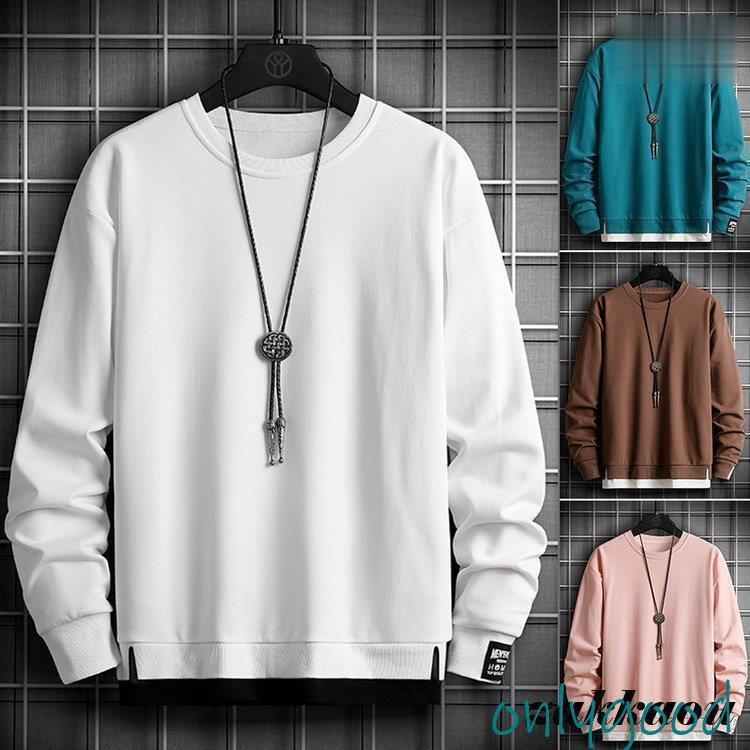 トレーナー メンズ 裾切り替え クルーネック 秋服 秋物 トップス 10代 20代 30代2023　秋 新作