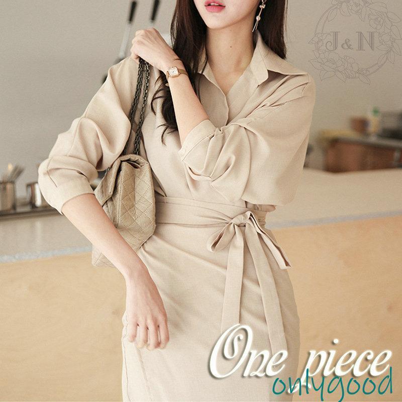 ワンピース 秋服 春 ひざ丈 シャツ ドレス レディース ロング 長袖 カジュアル キレイめ おしゃれ 韓国 卒業式 服 母 着痩せ 通勤 OL