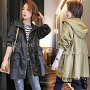 トレンチコート レディース 40代 ミディアム丈ジャケット スプリングコート 春コート ライトアウター 秋服 韓国風 フード付きバーカー 30代 50代 大きいサイズ