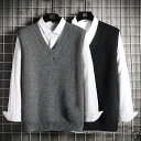 ニットベスト メンズ 秋服 ジレー Vネック ニット 無地 ニットトップス 紳士ベスト スーツ 制服ベスト ノースリーブ フォーマル ビジネス 暖かい