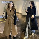 ベスト トレンチコート レディース 40代 ロング丈ジャケット ノースリープ スプリングコート カーキ アウター 秋服 風 オーバー 30代 50代 オシャレ