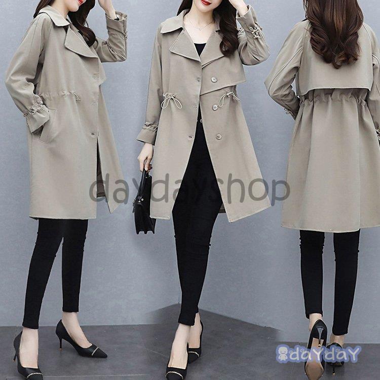 トレンチコート レディース 40代 ロング丈ジャケット カーキ スプリングコート 春コート ライトアウター 秋服 風 カジュアル 30代 50代 大きいサイズ