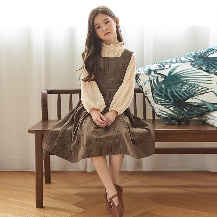 ワンピース キッズ 女の子 セットアップ シャツ サロペットスカート チェック柄 スーツ 子ども服 長袖 子供 ジュニア