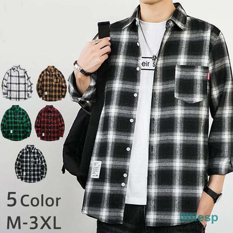 カジュアルシャツ チェック柄 メンズ シャツ Yシャツ ワイシャツ オックスフォード 長袖 ビジネス ボタ..