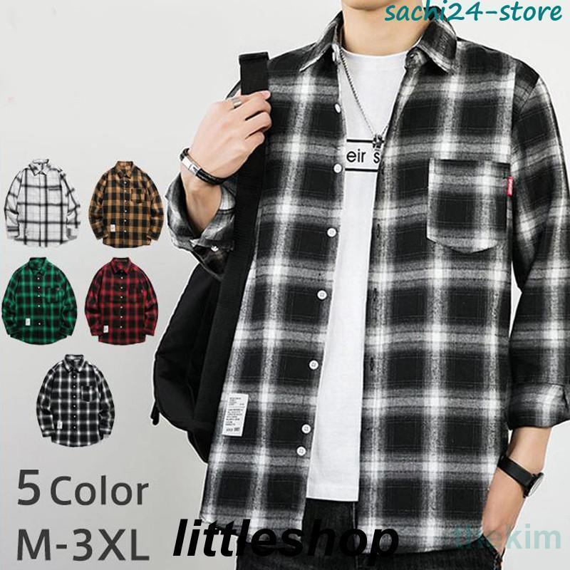 カジュアルシャツ チェック柄 メンズ シャツ Yシャツ ワイシャツ オックスフォード 長袖 ビジネス ボタンダウン スリム 通勤 春秋 トップス
