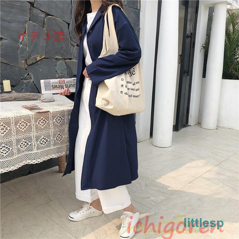 シャツワンピース 長袖ワンピース 羽織り ワンピース ライトジャケット 膝下丈 無地 カワイイ カジュアルシャツ ロングシャツ ゆったり 体型カバー 20代30代