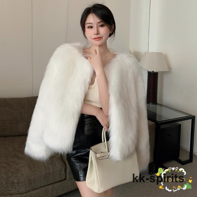 毛皮コート レディース 冬服 もこもこ 暖かい フェイクファーコート ショート丈ジ...