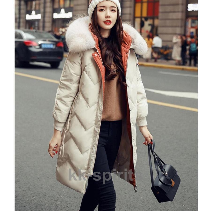 高品質 ダウンレディース ロング丈コート ダウンコート 冬服 防寒性抜群 ファー襟 フード付き アウター 大きいサイズ きれいめ OL 通勤 おしゃれ