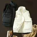 レディース 保温性抜群のボリュームネックダウンベスト ベスト 90%ダウン 前開き 防寒対策 防風 ハイネック 秋服 冬服 軽量 きれいめ ベージュ