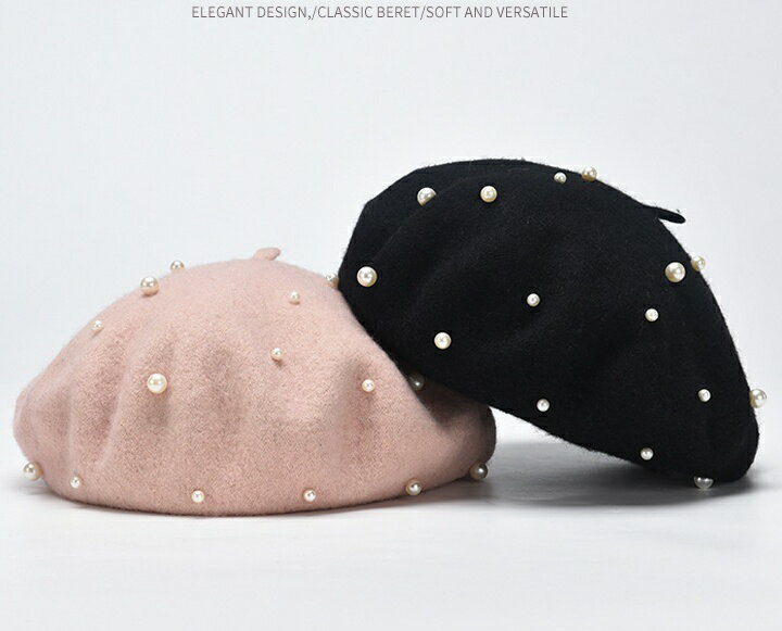 ベレー帽 帽子 レディース パール ファッション小物 おしゃれ シンプル 無地 プレーン グレー キャメル..